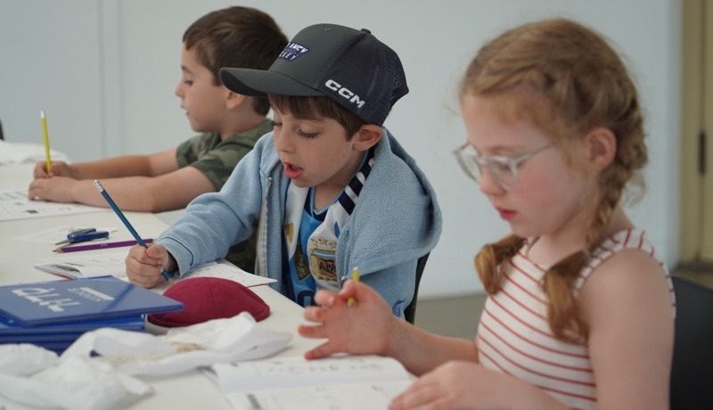 Children at work in Hebrew School